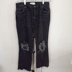 We The Free Free People black distressed 24” crop jeans size 26